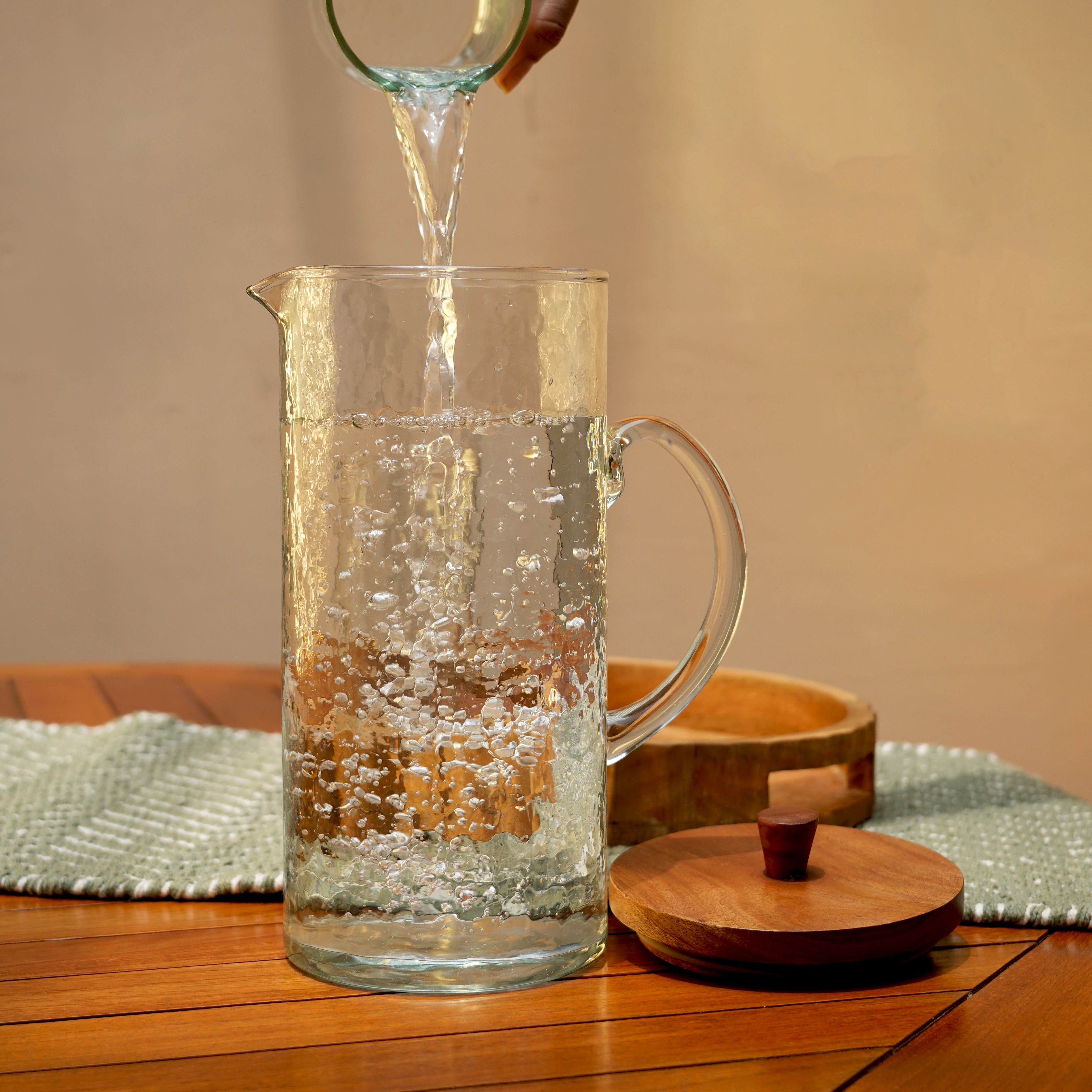 Hammered Glass Jug with Lid