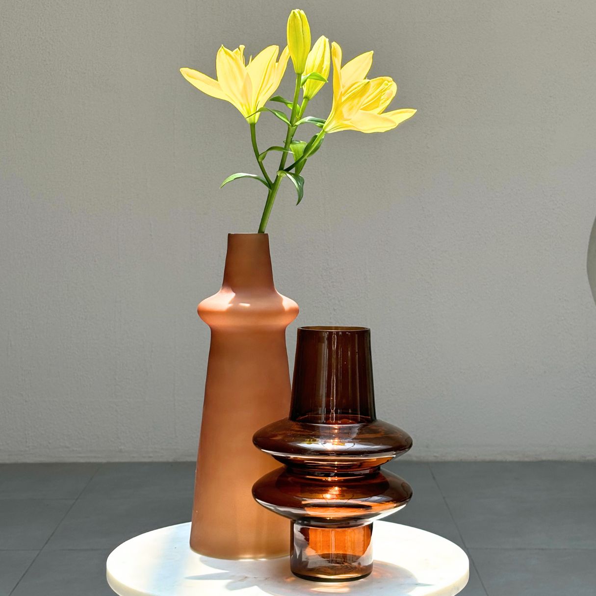 Ridge Frosted Glass Vase
