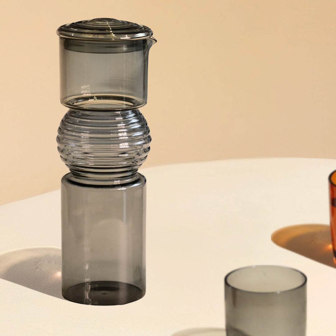 Coil Glass Carafe and set of 2 glasses
