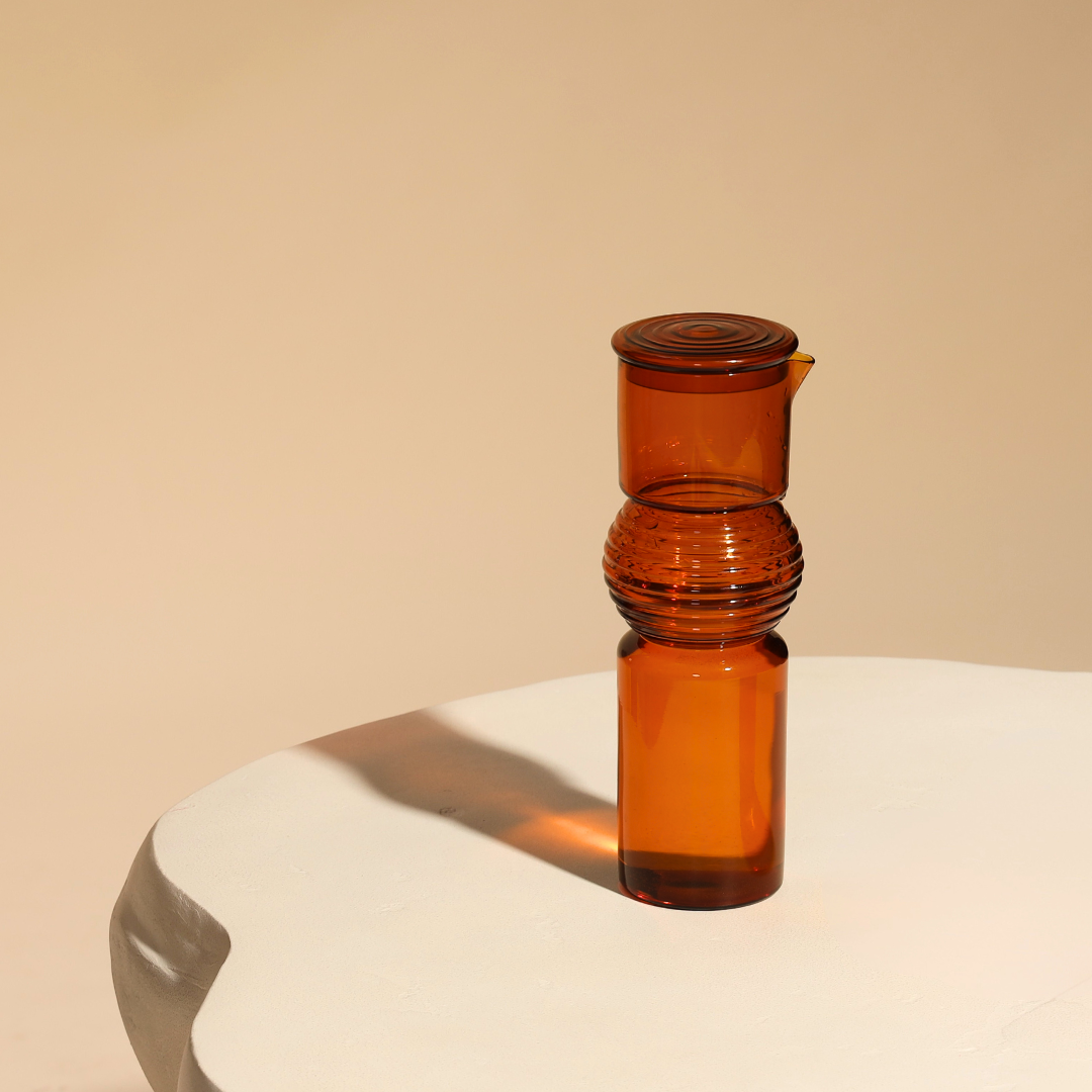 Coil Glass Carafe and set of 2 glasses