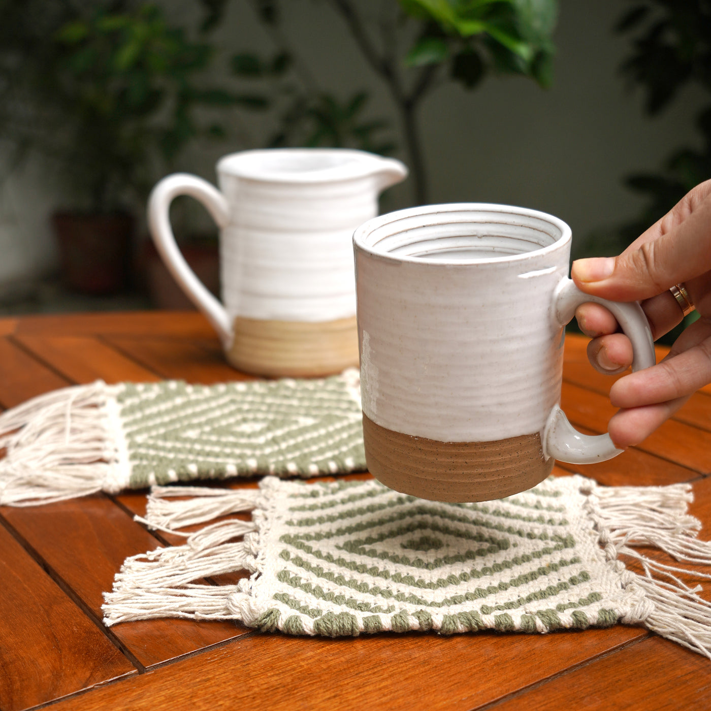Handwoven Reversible Mug Rug