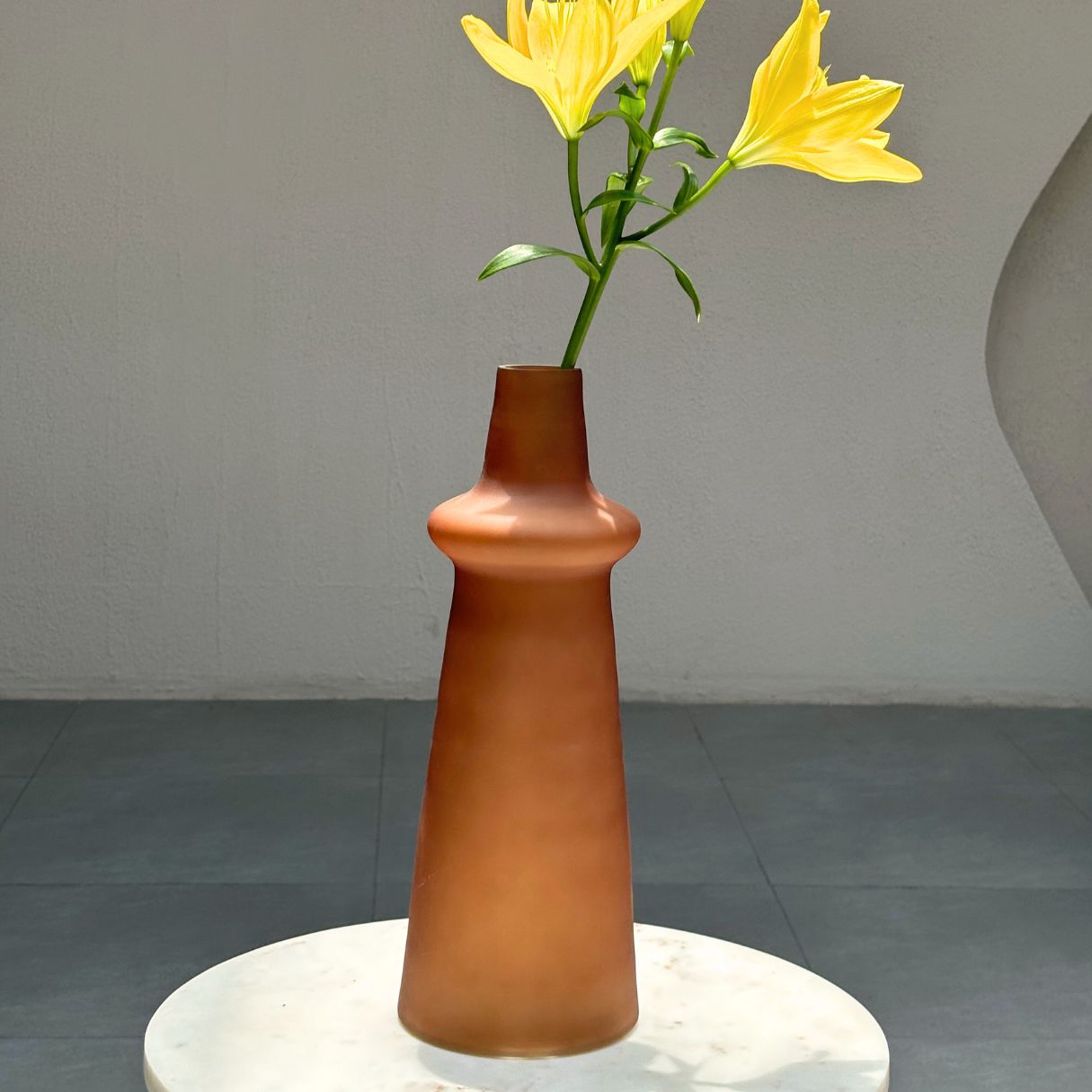 Ridge Frosted Glass Vase
