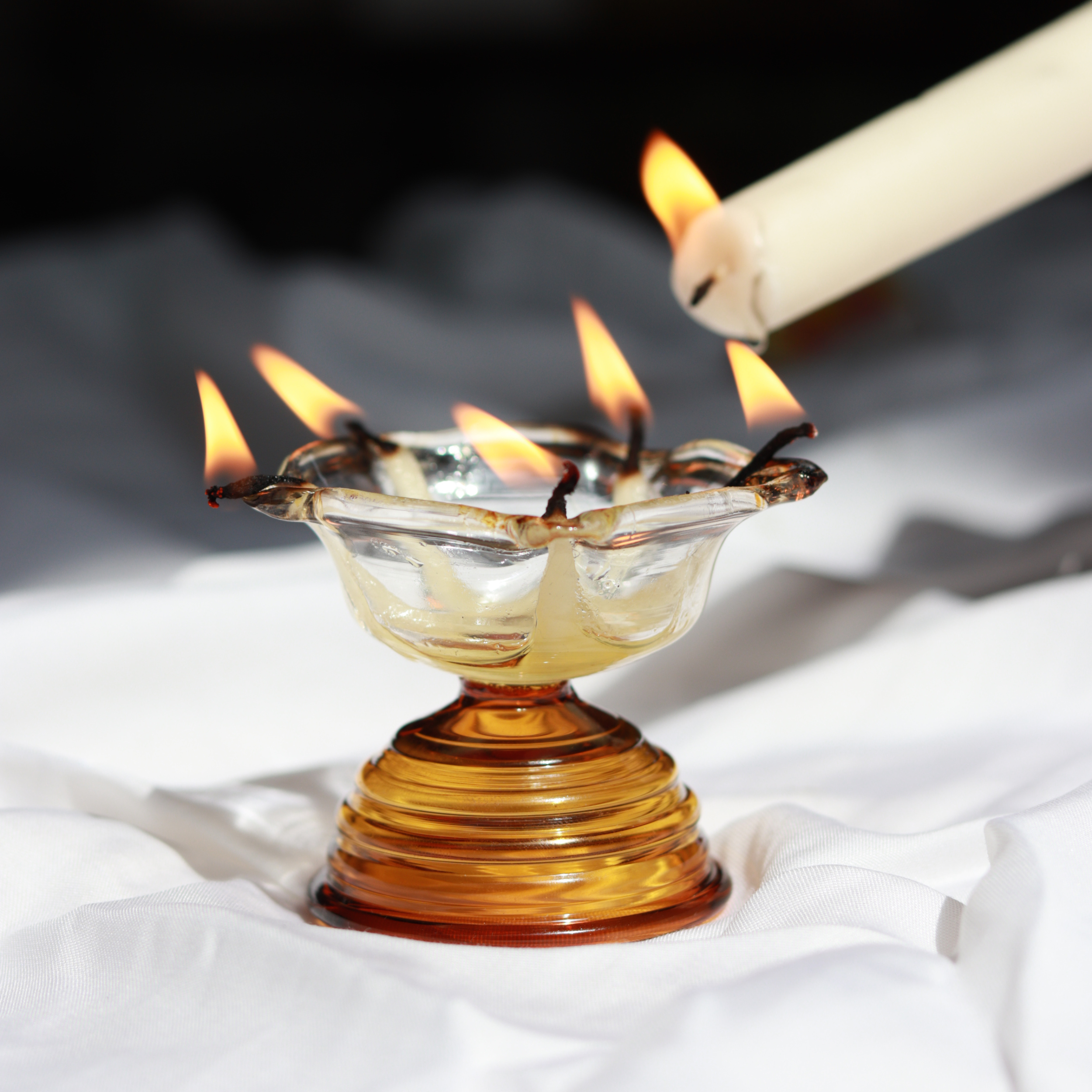 Amber Short Glass Diya