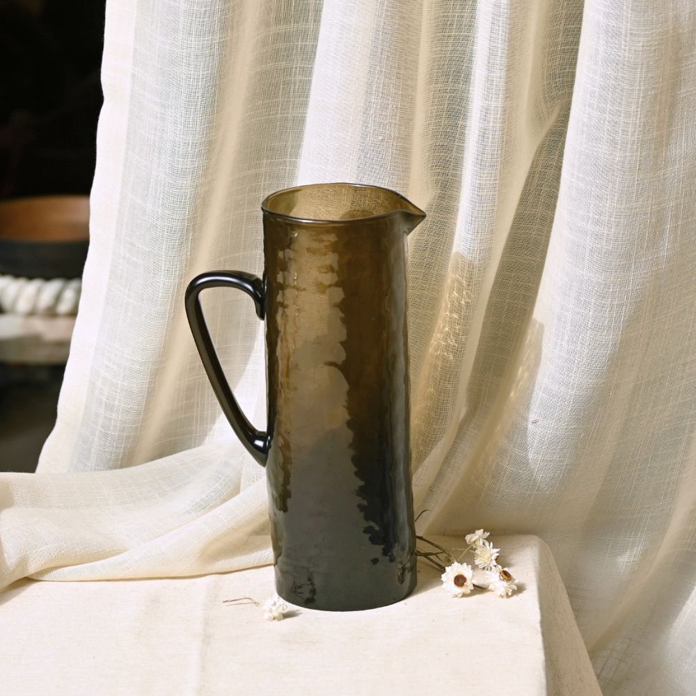 Brown Textured Glass Pitcher