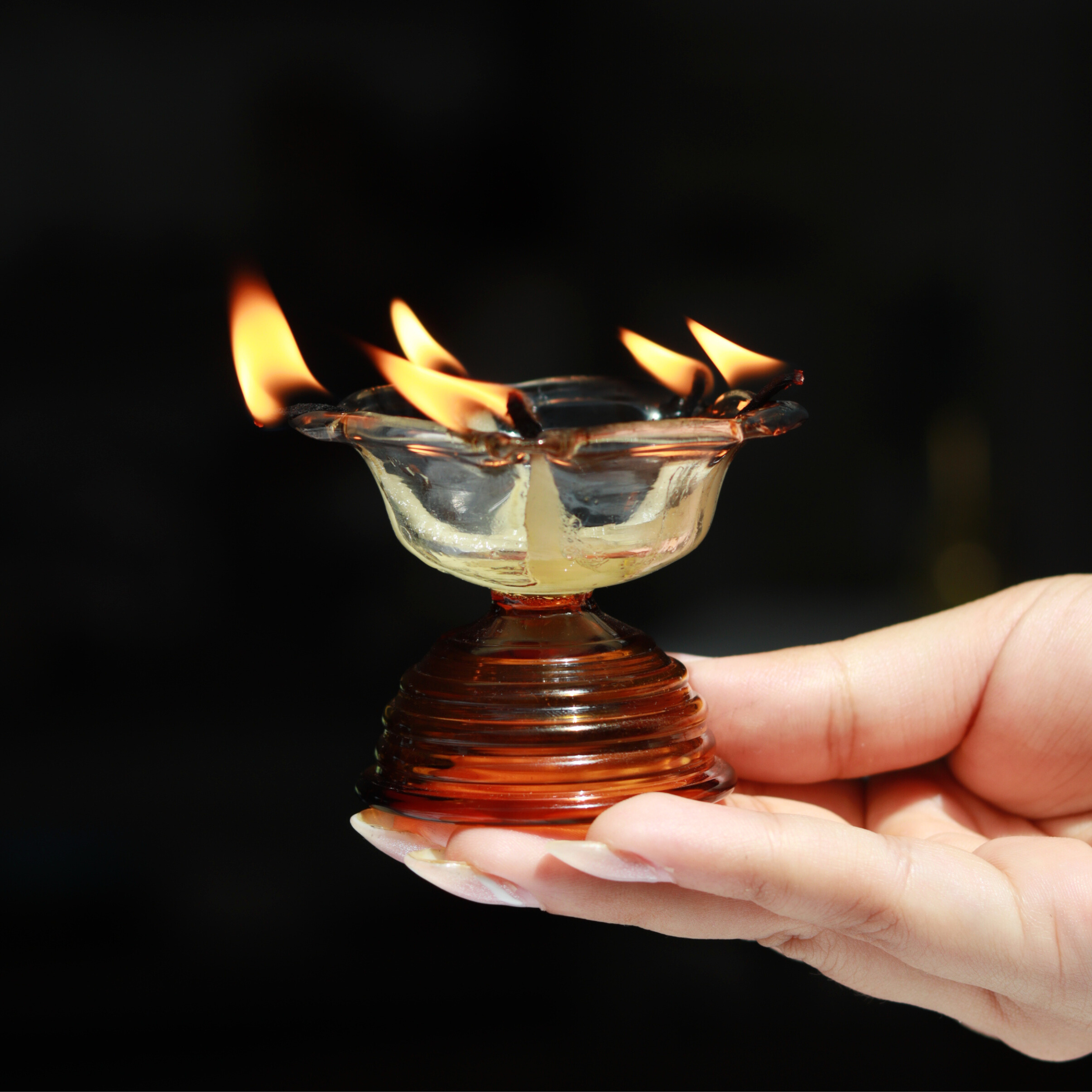 Orange Short Glass Diya