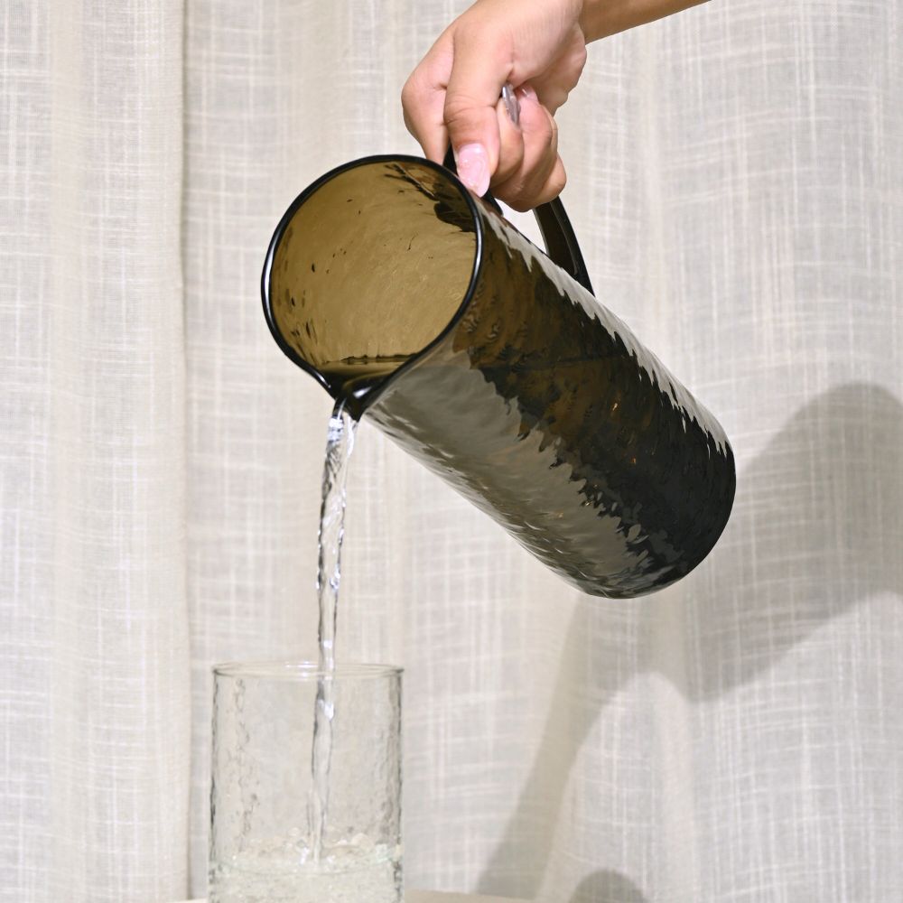 Brown Textured Glass Pitcher