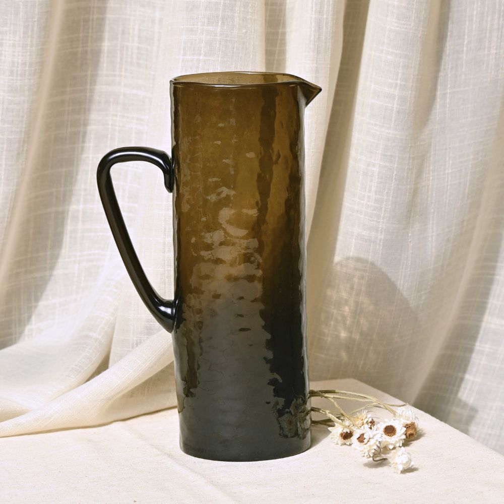 Brown Textured Glass Pitcher