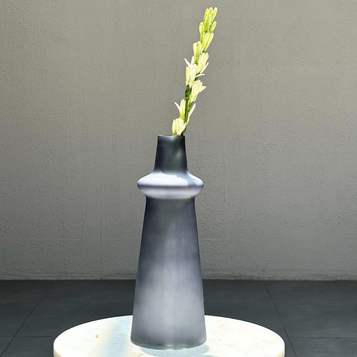 Ridge Frosted Glass Vase