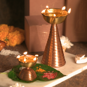Brass Diya Pair Gift Set - Tall & Short Diyas