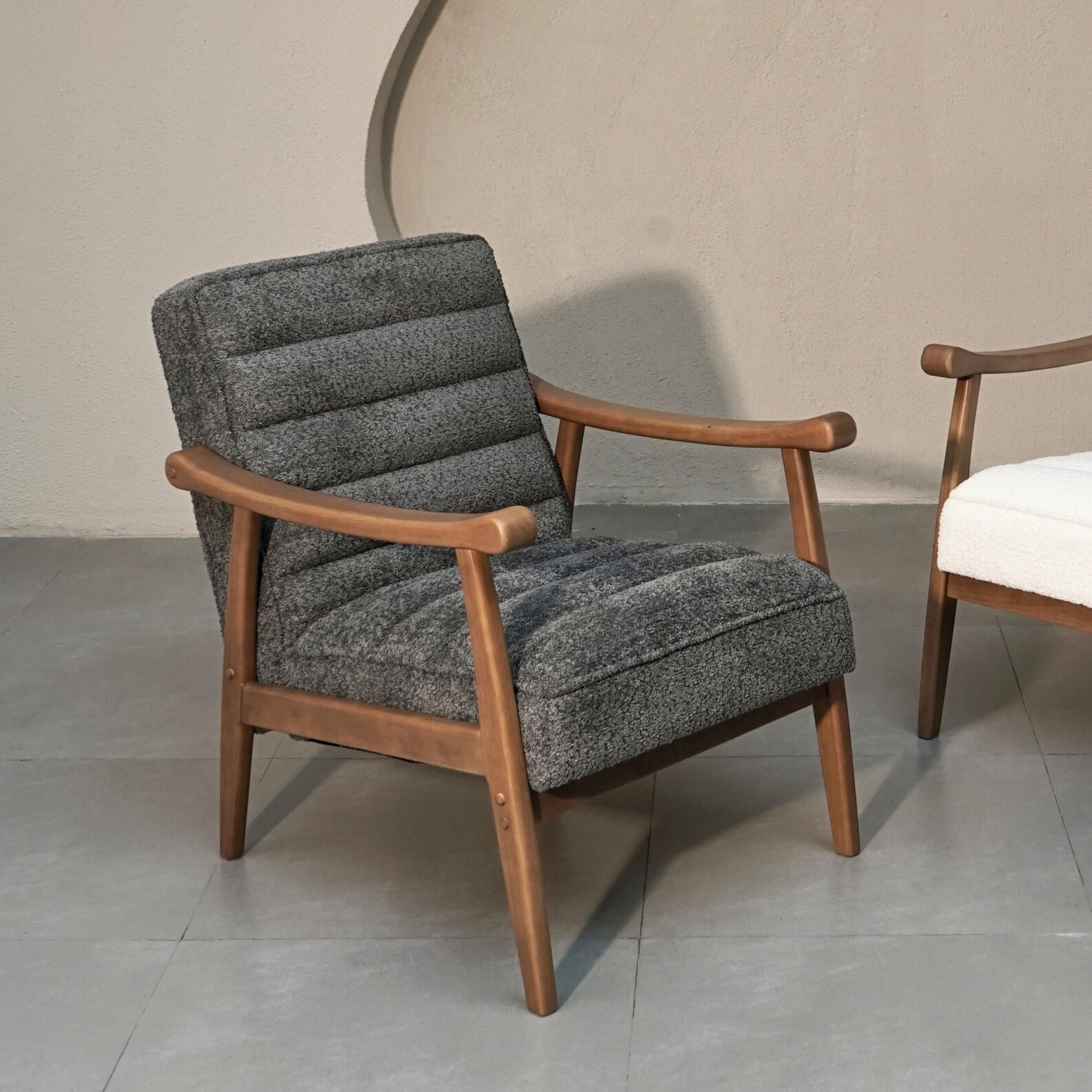 Rhea Bouclé Armchair - Grey