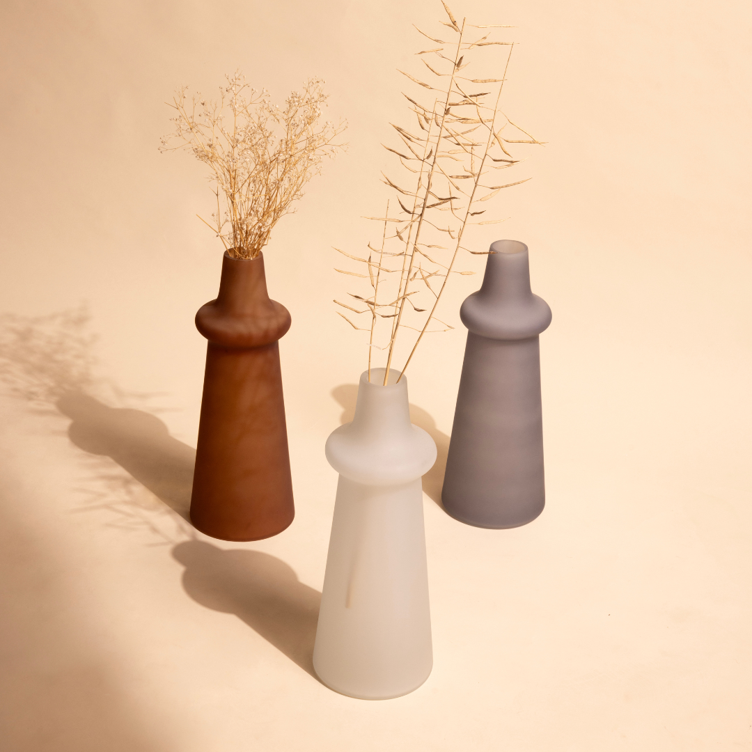 Ridge Frosted Glass Vase