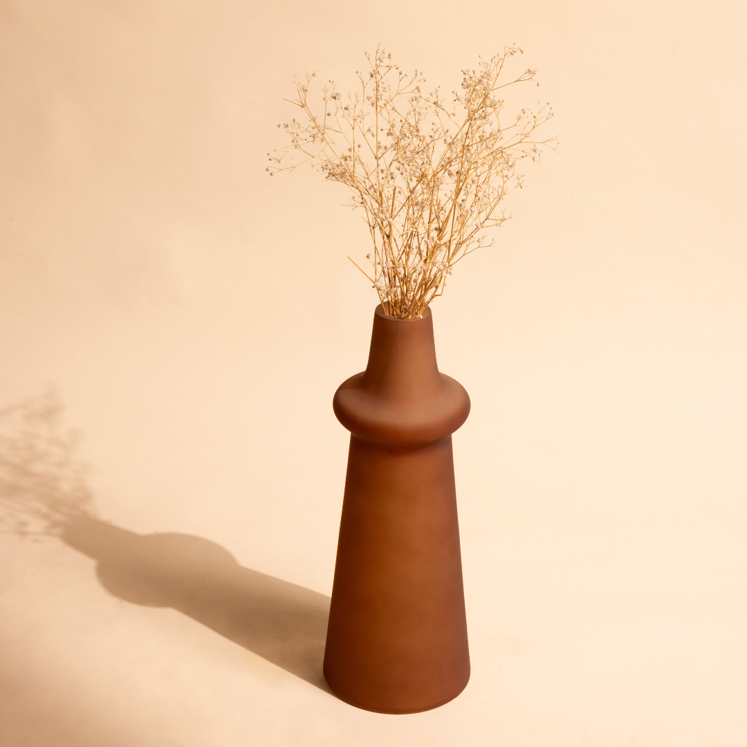 Ridge Frosted Glass Vase