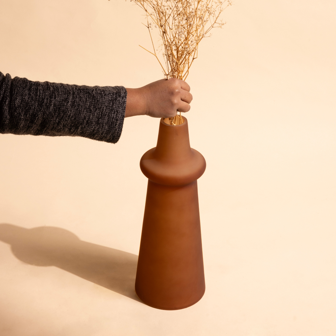 Ridge Frosted Glass Vase