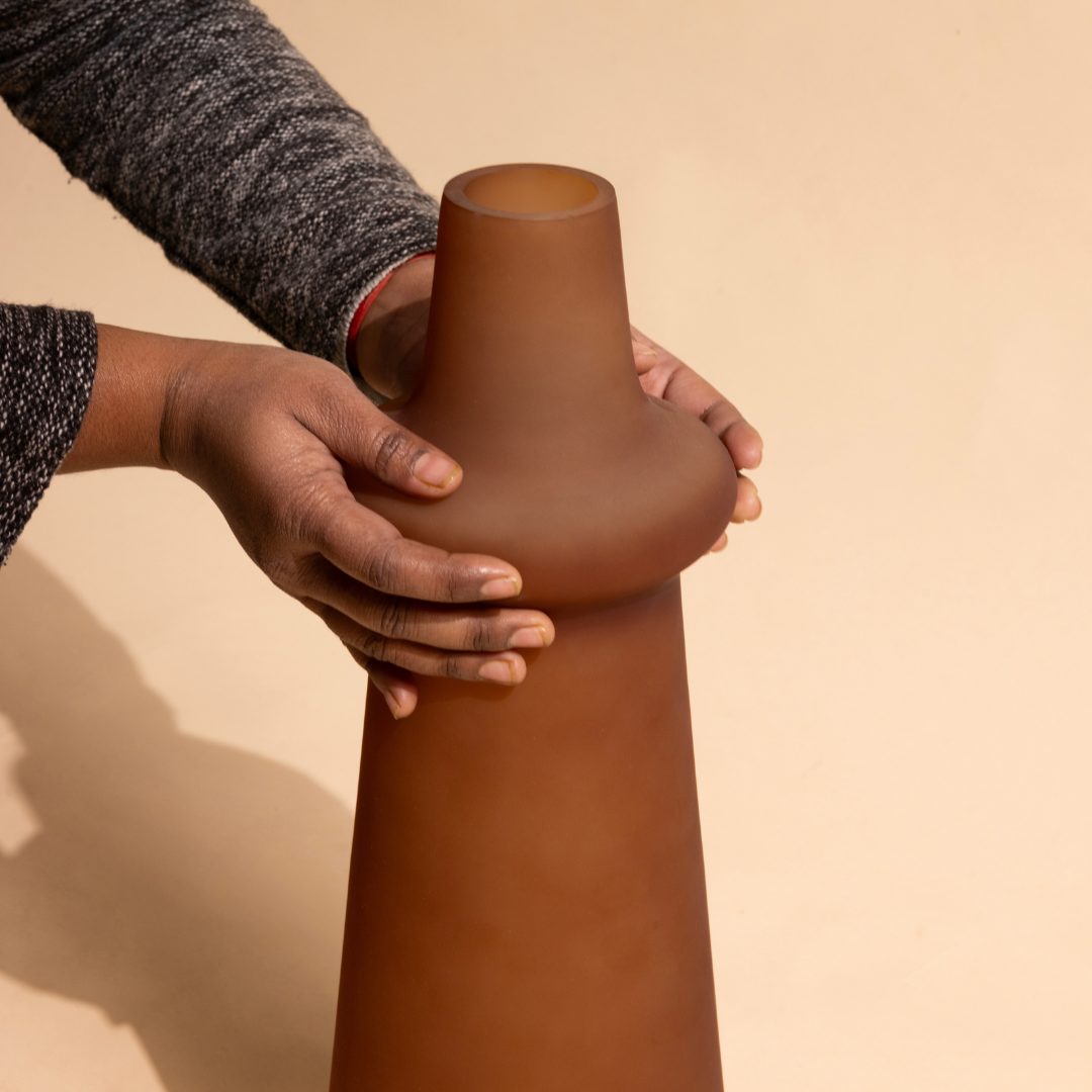 Ridge Frosted Glass Vase