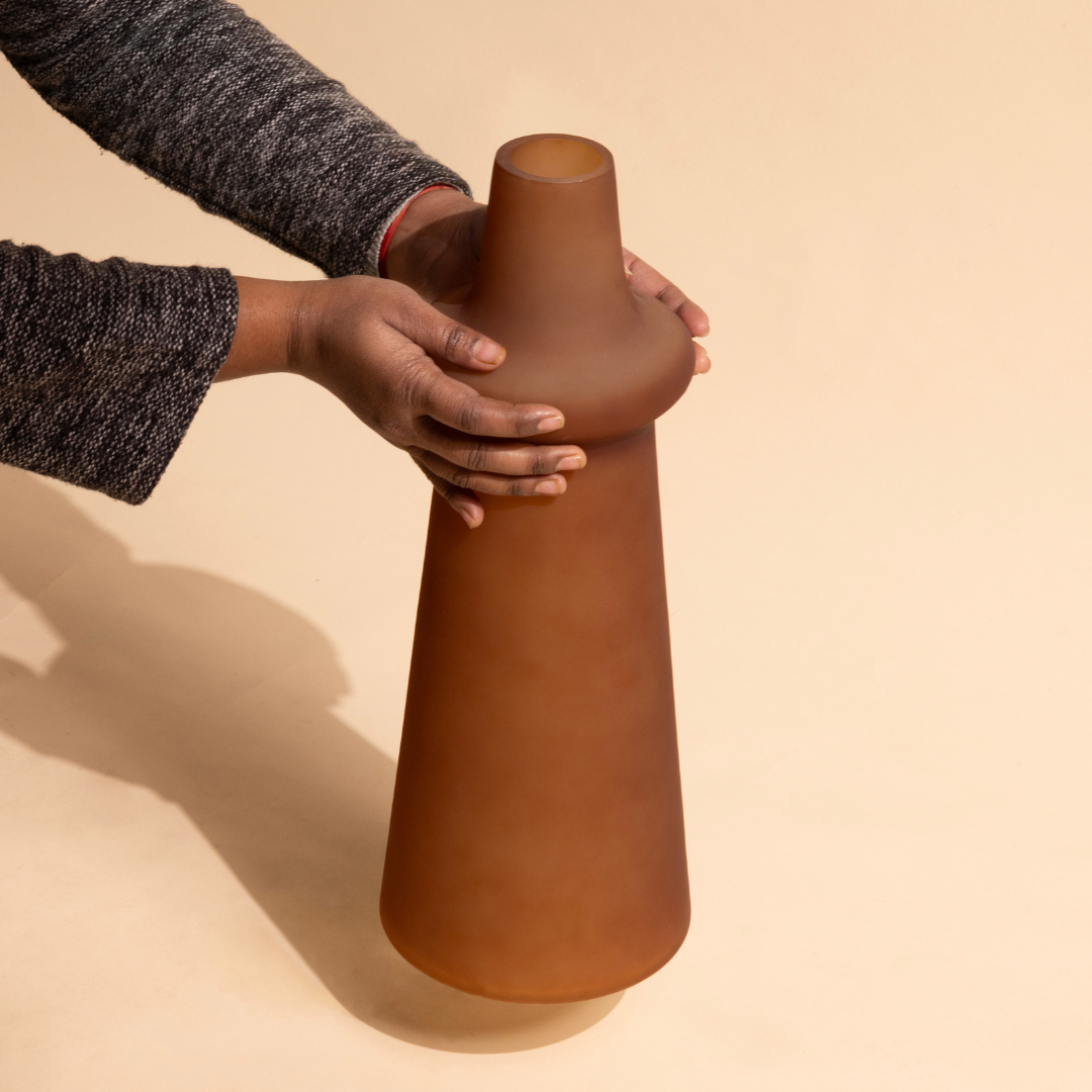 Ridge Frosted Glass Vase