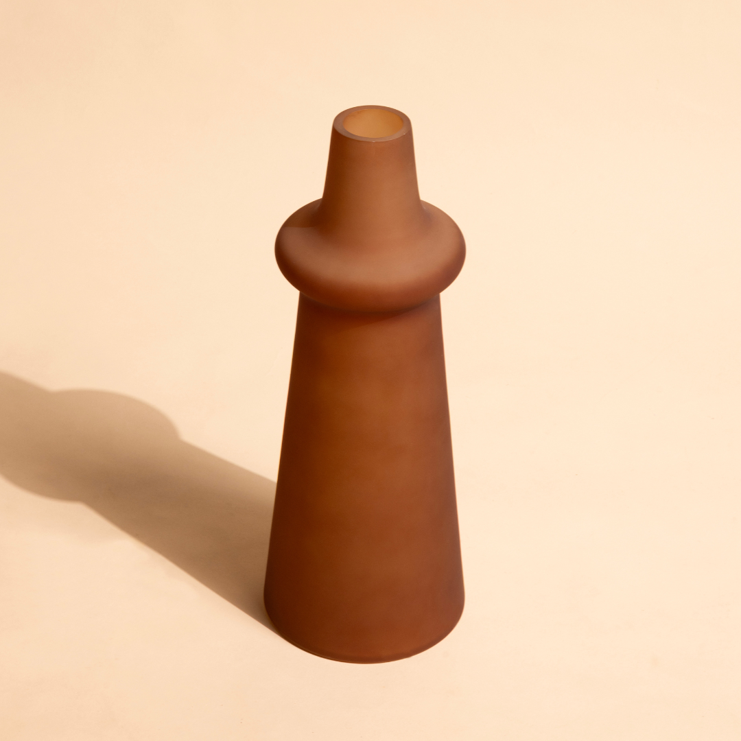 Ridge Frosted Glass Vase