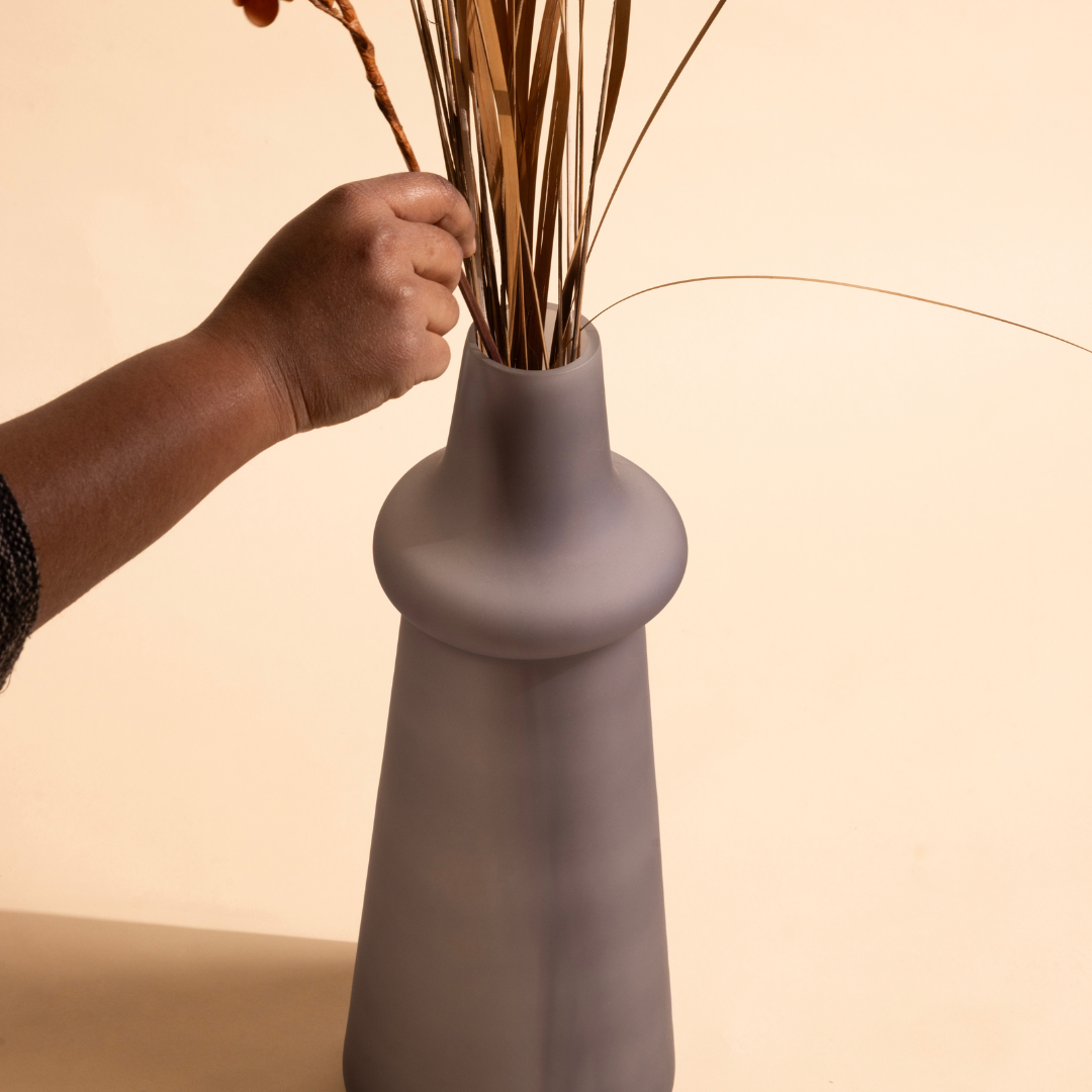 Ridge Frosted Glass Vase