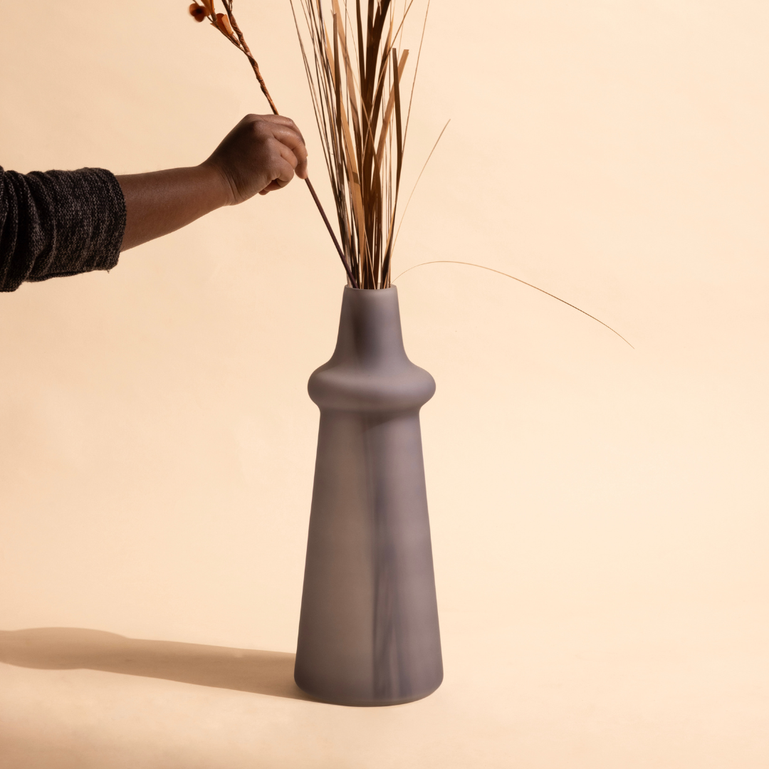 Ridge Frosted Glass Vase