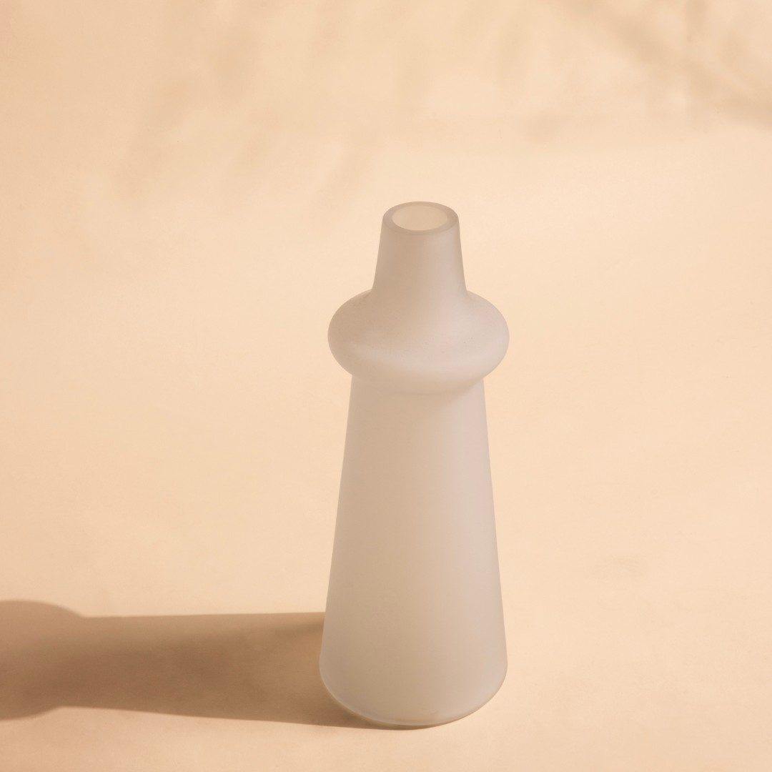 Ridge Frosted Glass Vase
