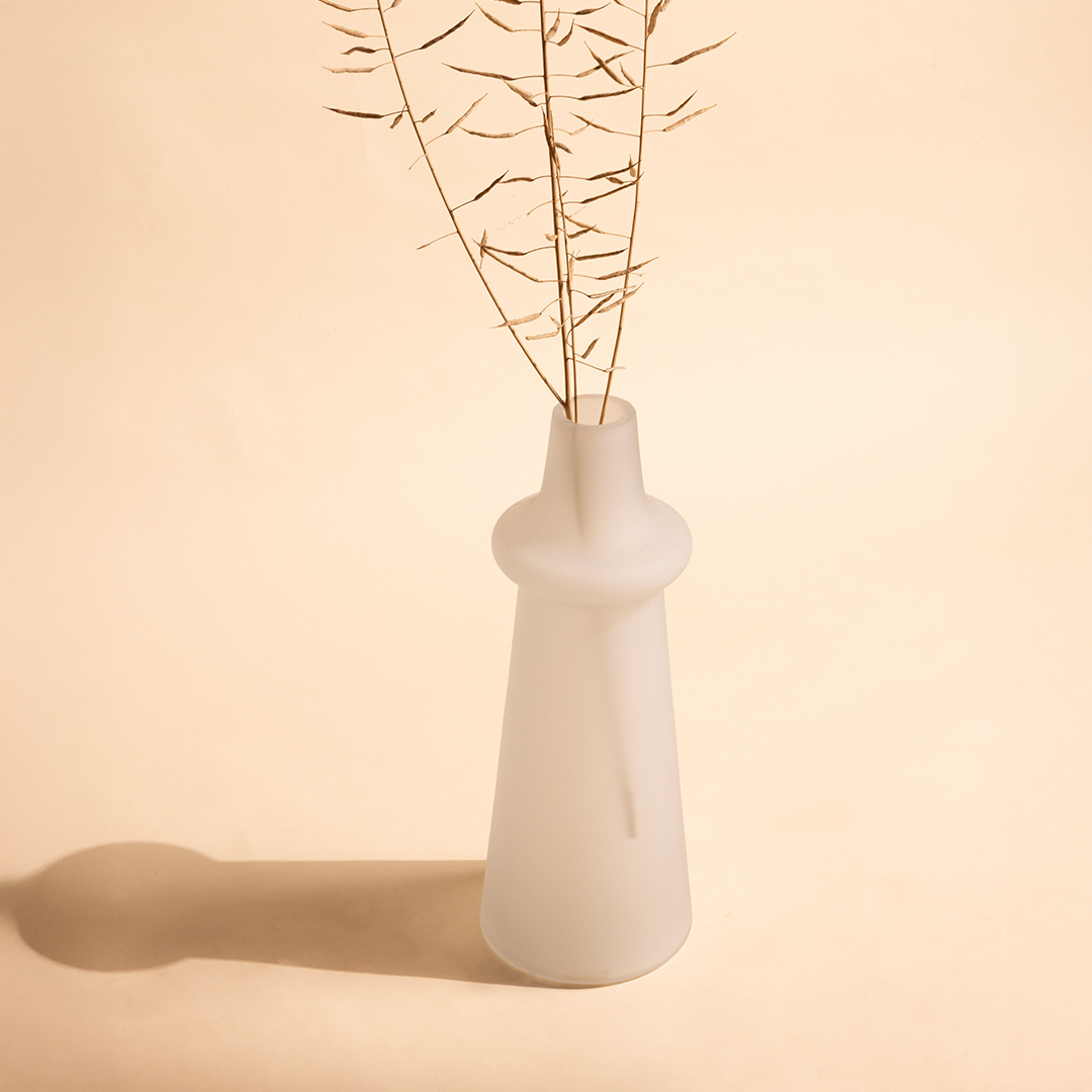 Ridge Frosted Glass Vase