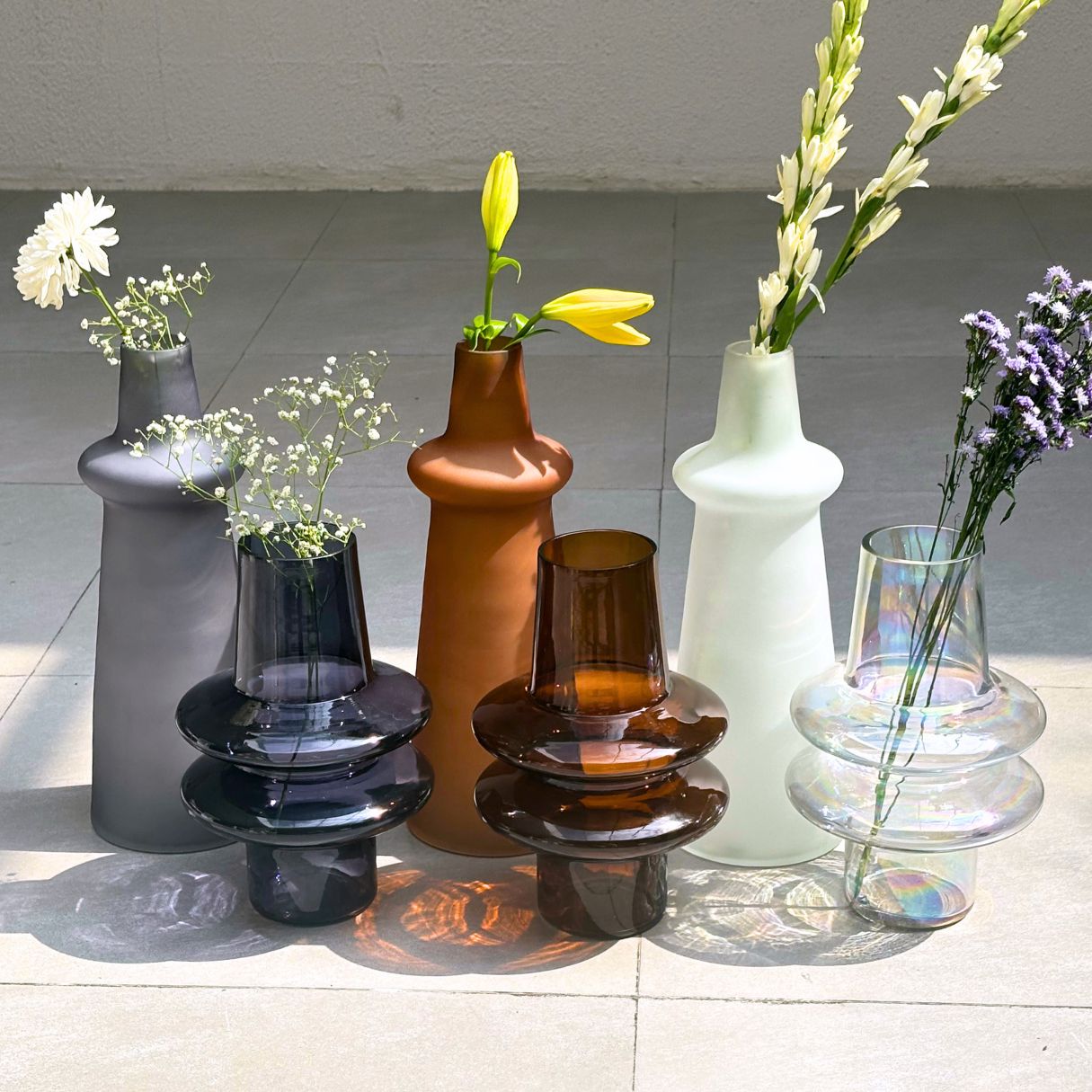 Ridge Frosted Glass Vase