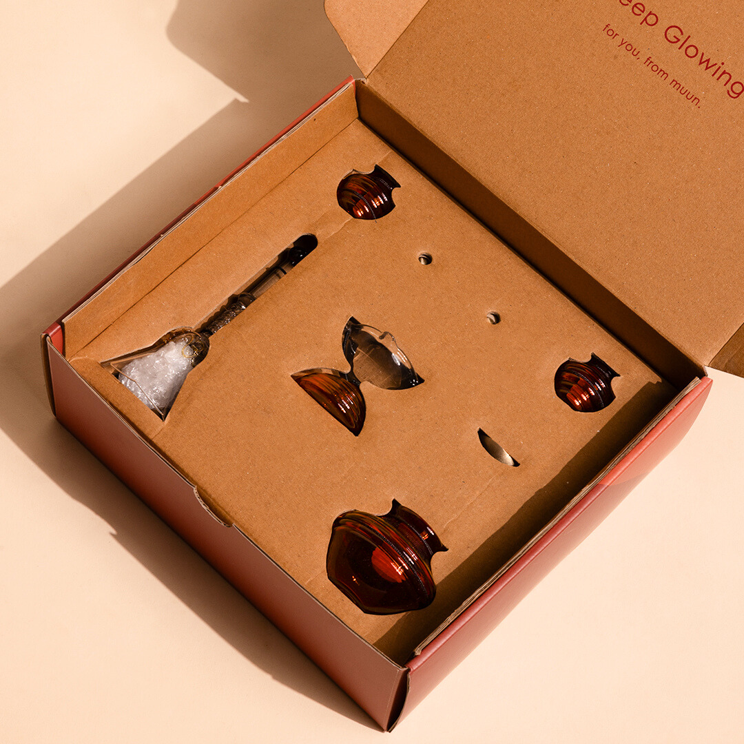 Muun Gift Box - Short Diya + Glass Bell + Kalash Collection