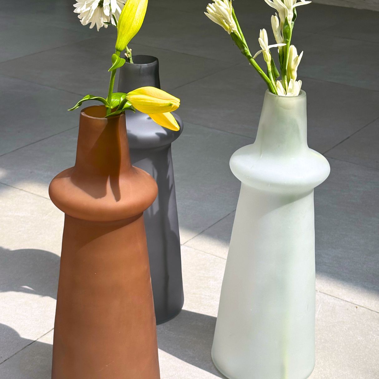 Ridge Frosted Glass Vase