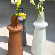 Ridge Frosted Glass Vase