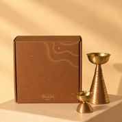 Muun Brass Diya Pair Gift Set - Tall & Short Diyas