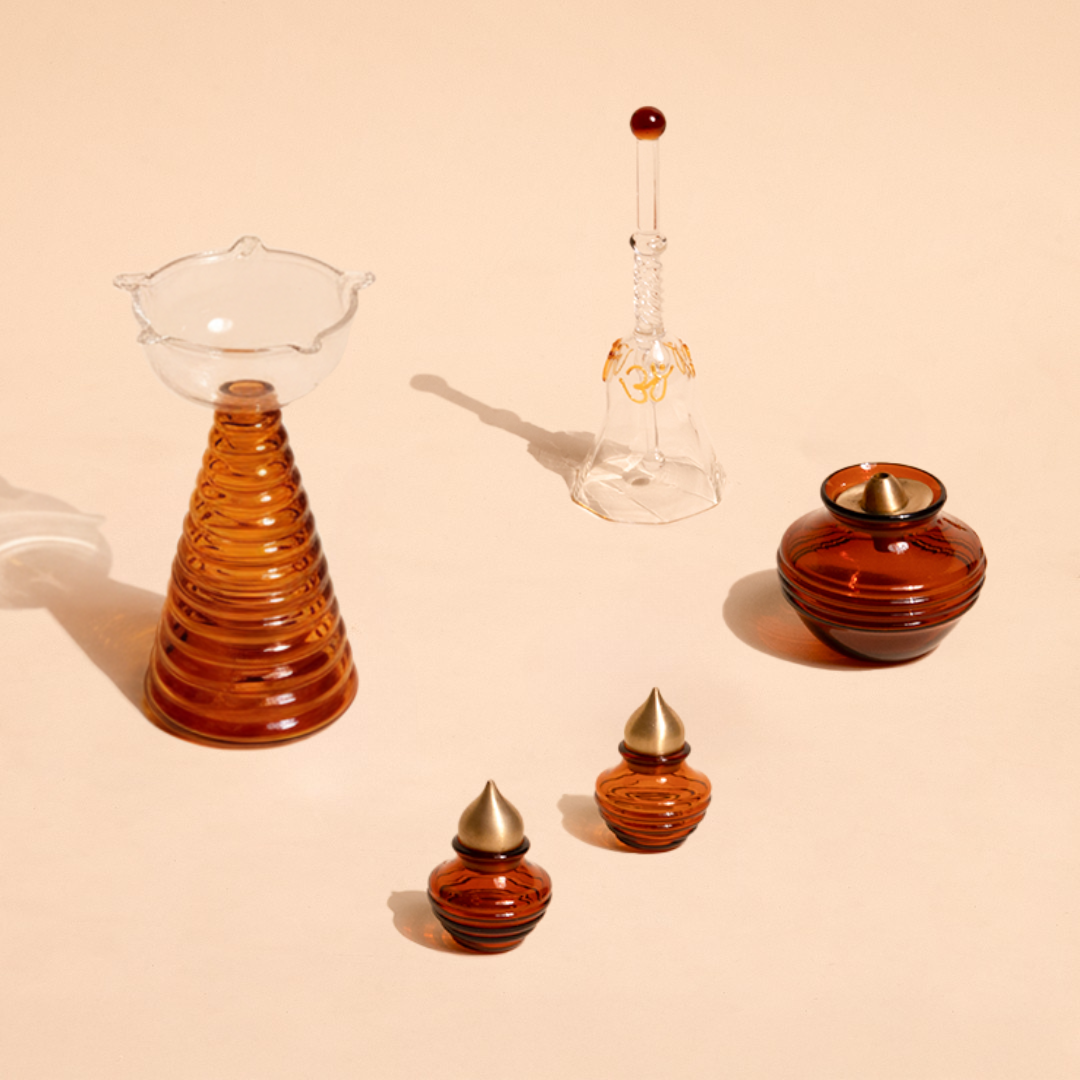 Muun Gift Box - Tall Diya + Glass Bell + Kalash Collection