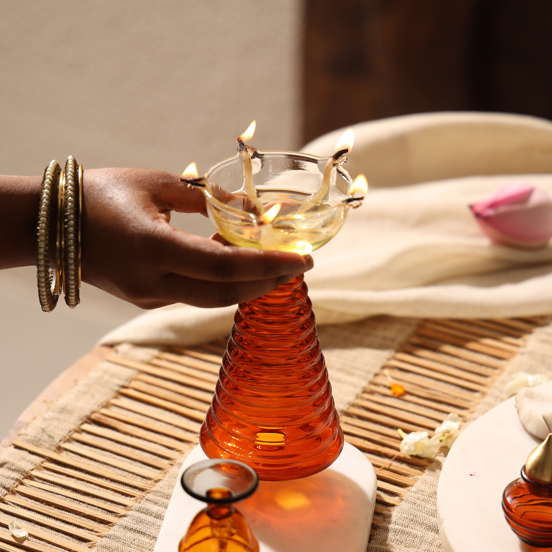 Muun Gift Box - Tall Diya + Glass Bell + Kalash Collection