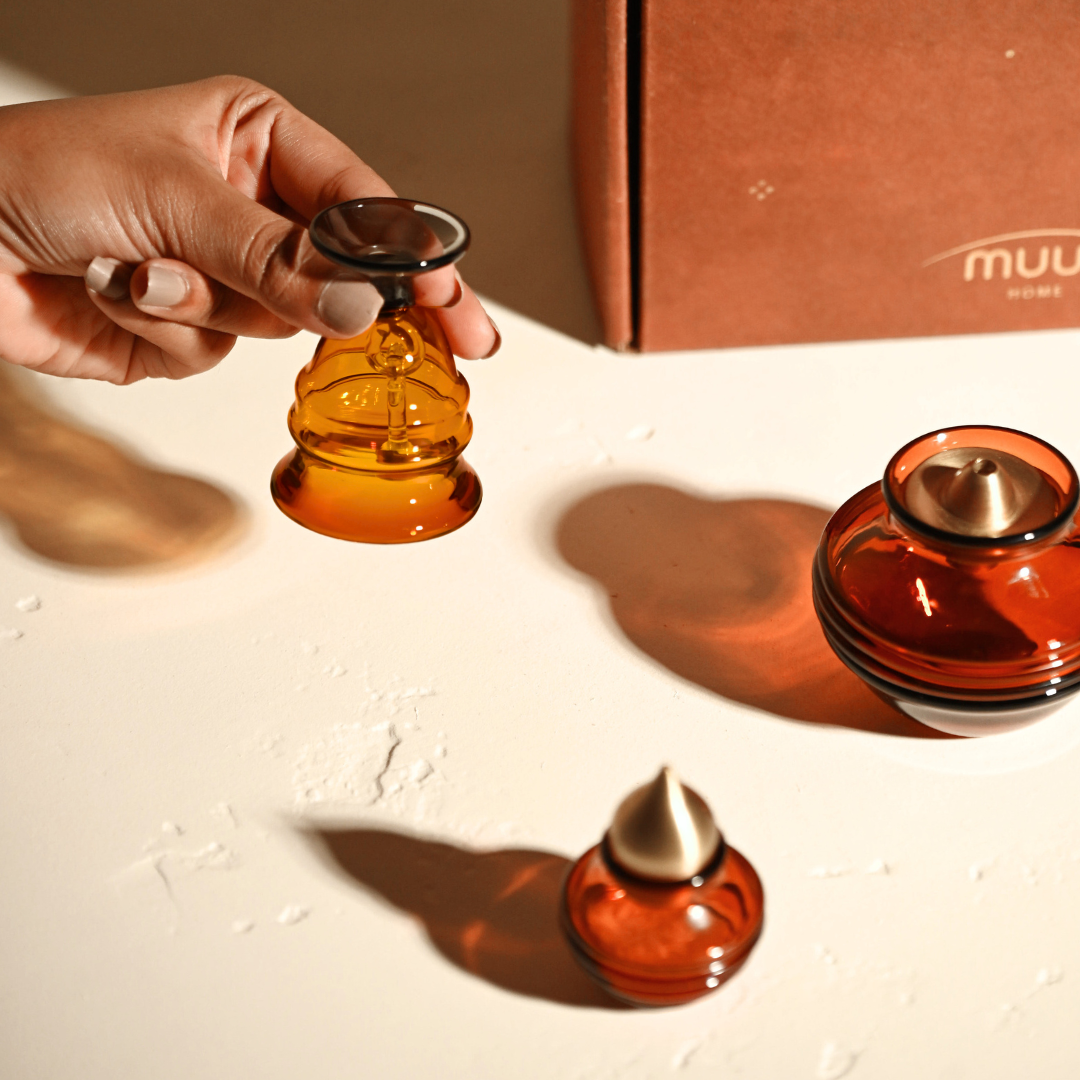 Muun Gift Box - Kalash Oil Lamp + Short Bell + Chandan Kalash
