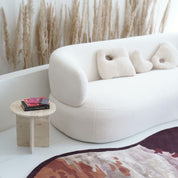 Faye Three Seater Bouclé Sofa - White