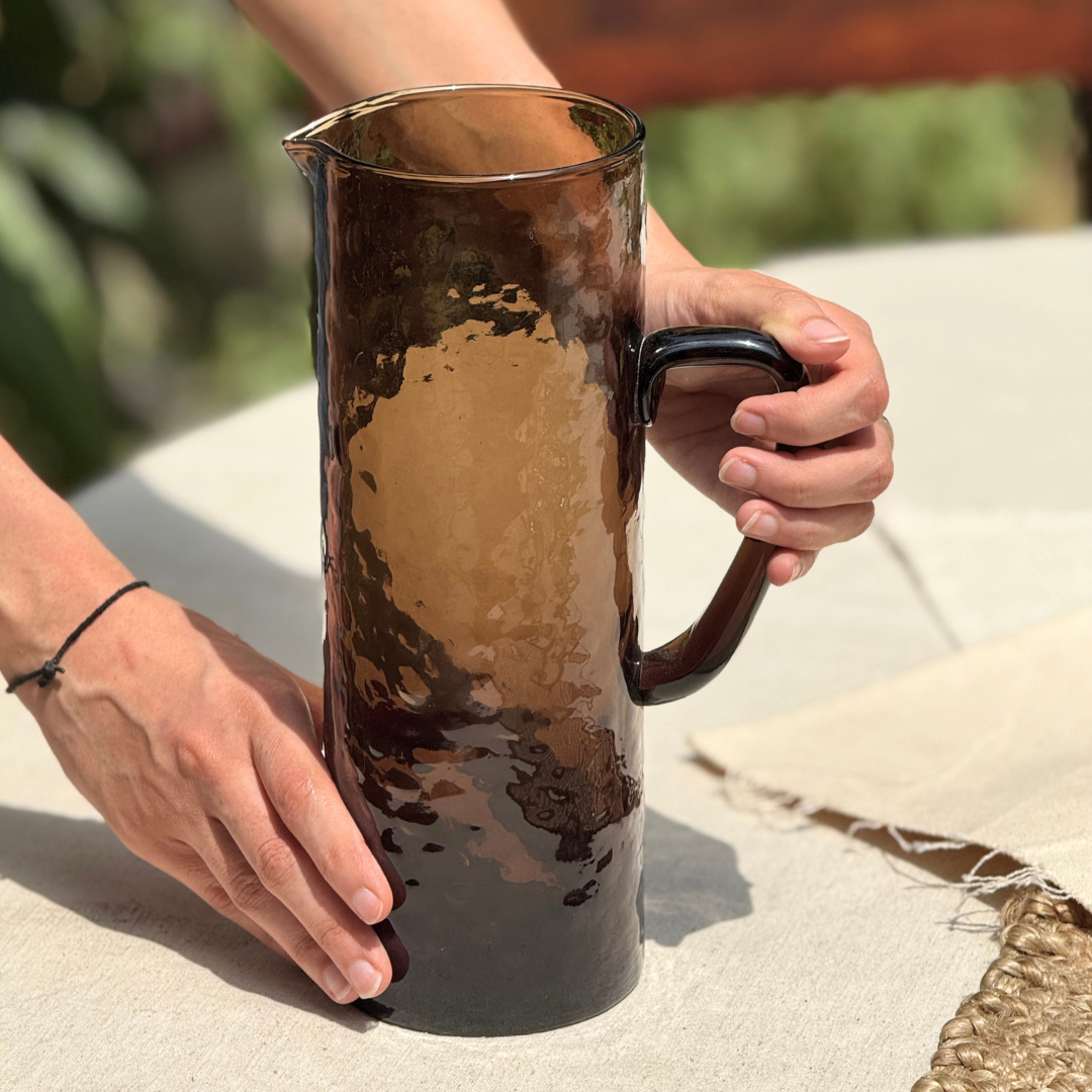 Brown Textured Glass Pitcher