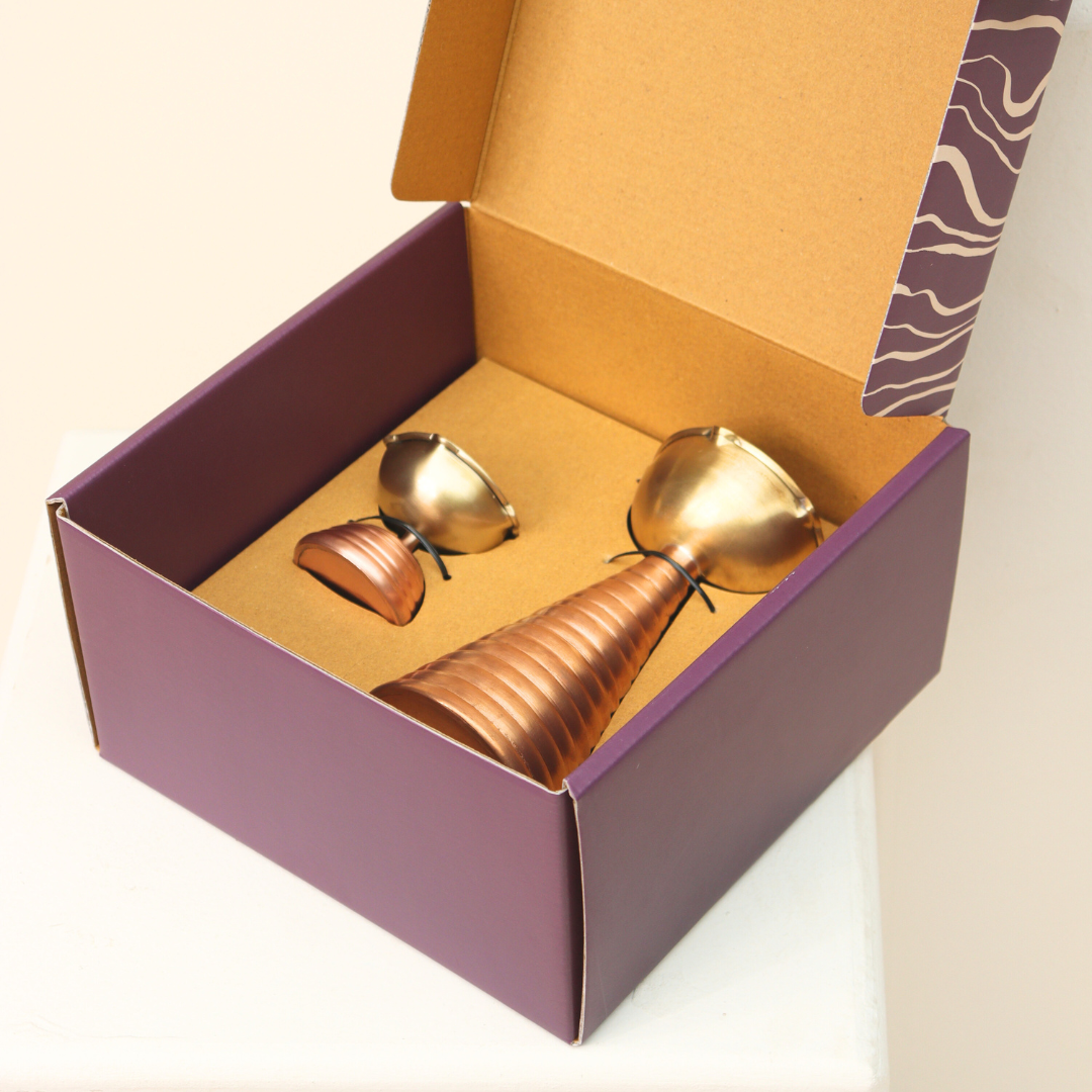Muun Brass Diya Pair Gift Set - Tall & Short Diyas