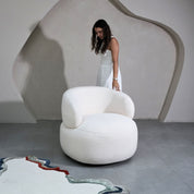 Leia Bouclé Swivel Chair - White