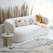 Faye Three Seater Bouclé Sofa - White