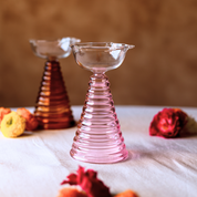 Pink and Orange Tall Glass Diya Set