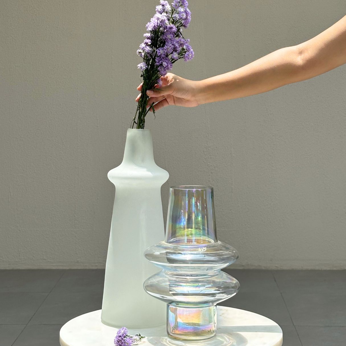 Ridge Frosted Glass Vase