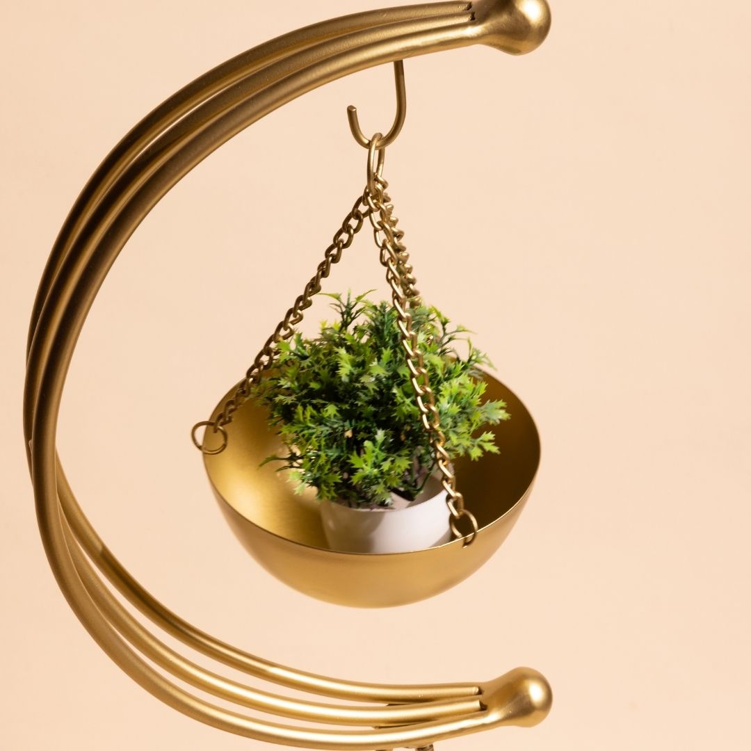 muun tripod planter - Gold and White Marble