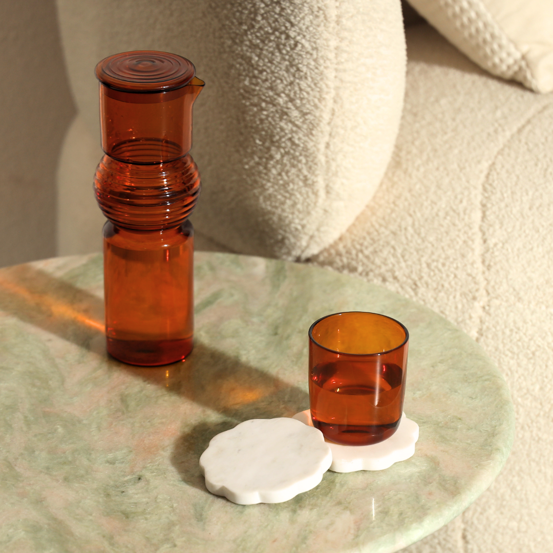 Coil Glass Carafe and set of 2 glasses