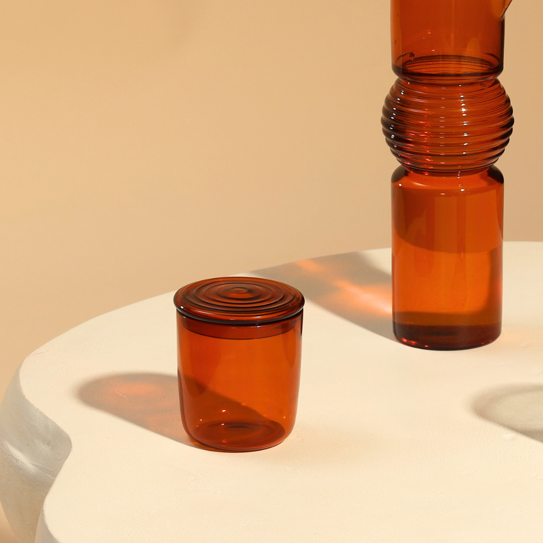 Coil Glass Carafe and set of 2 glasses