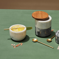 Marble Butter Dish with Gold Knife