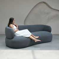 Faye Three Seater Bouclé Sofa - Slate Grey