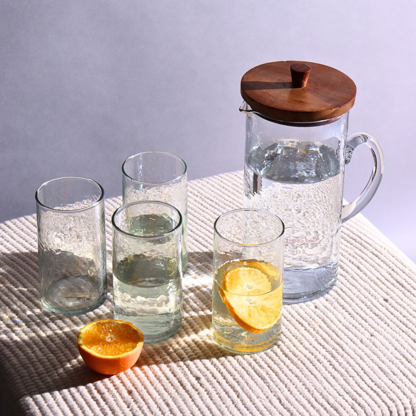 Hammered Glass Jug with Lid