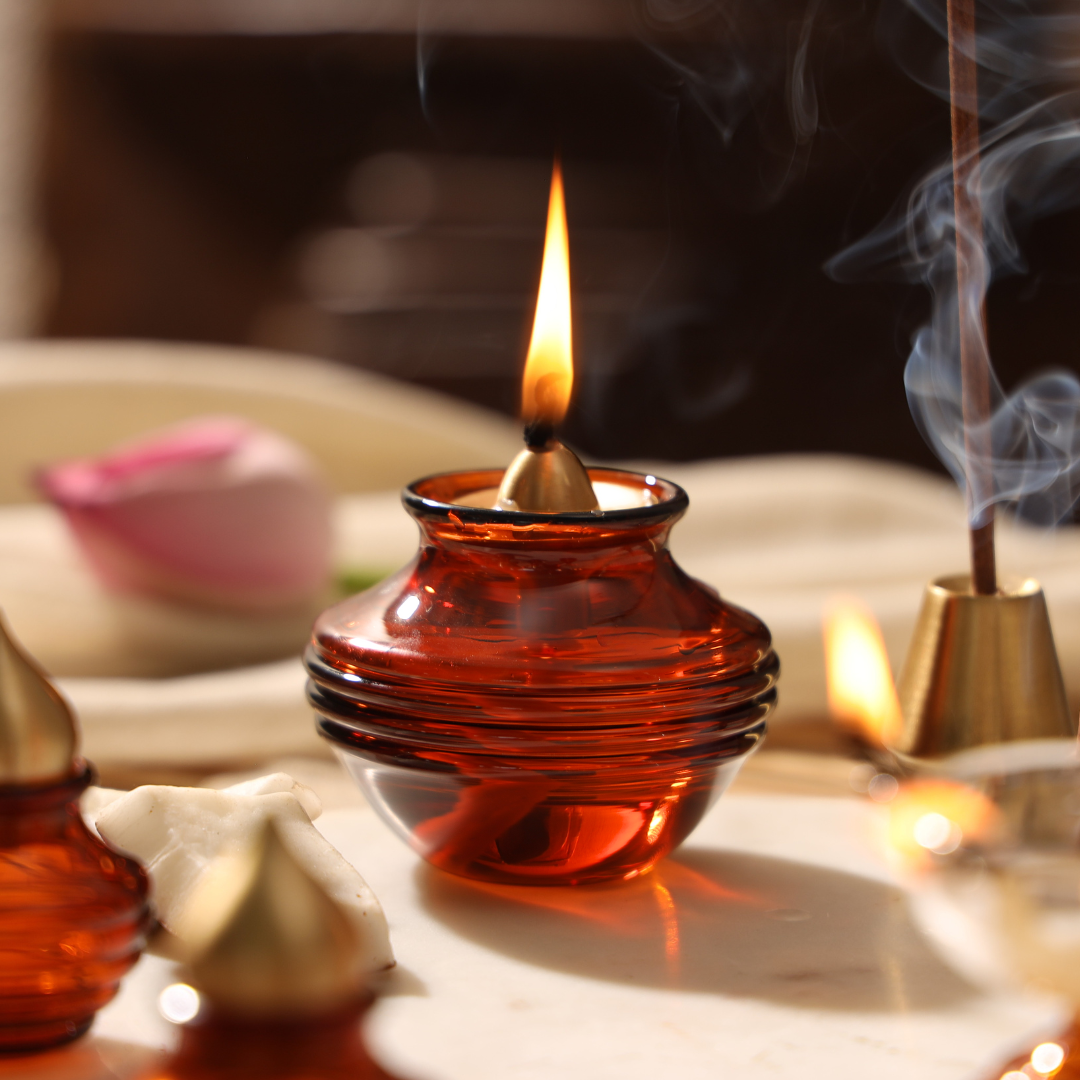 Muun Gift Box - Short Diya + Glass Bell + Kalash Collection