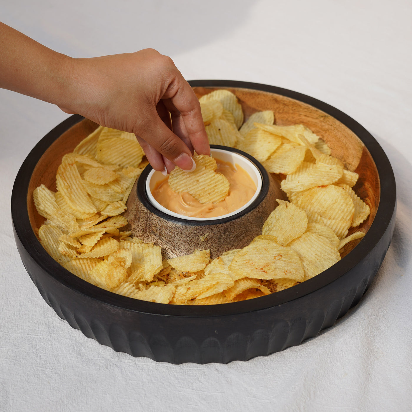 Dual Tone Wooden Chip & Dip