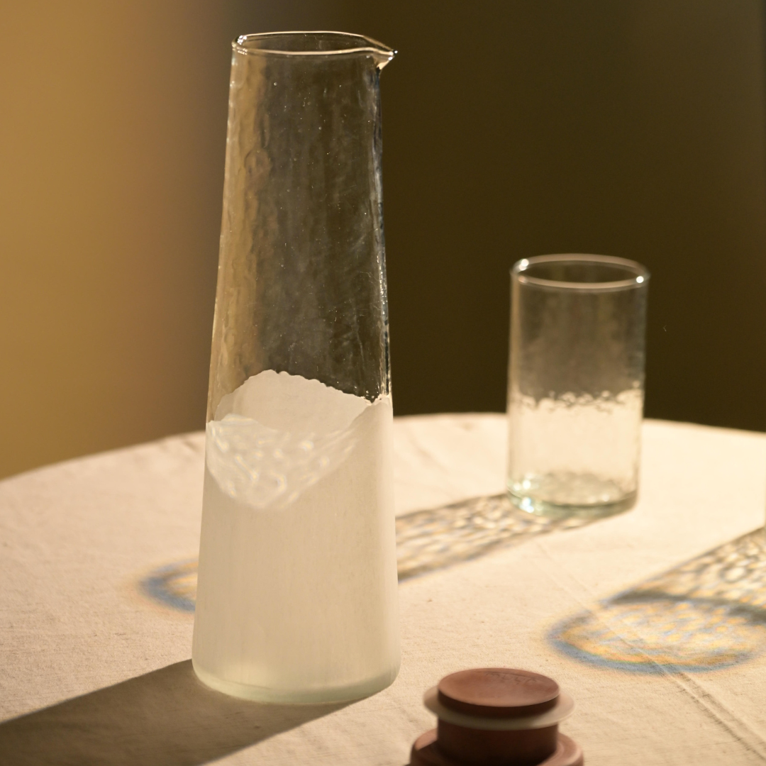 Frosted Hammered Glass Carafe