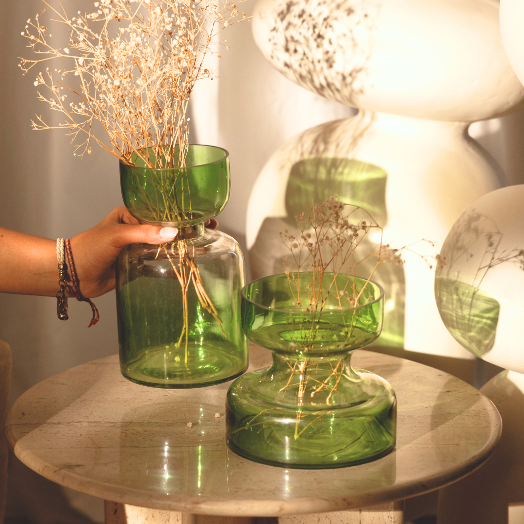Sage Green Tinted Glass Vases