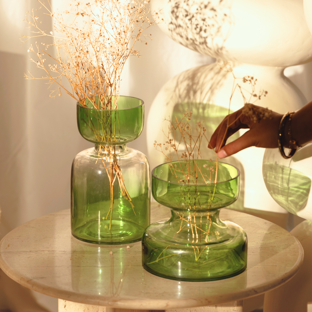 Sage Green Tinted Glass Vases